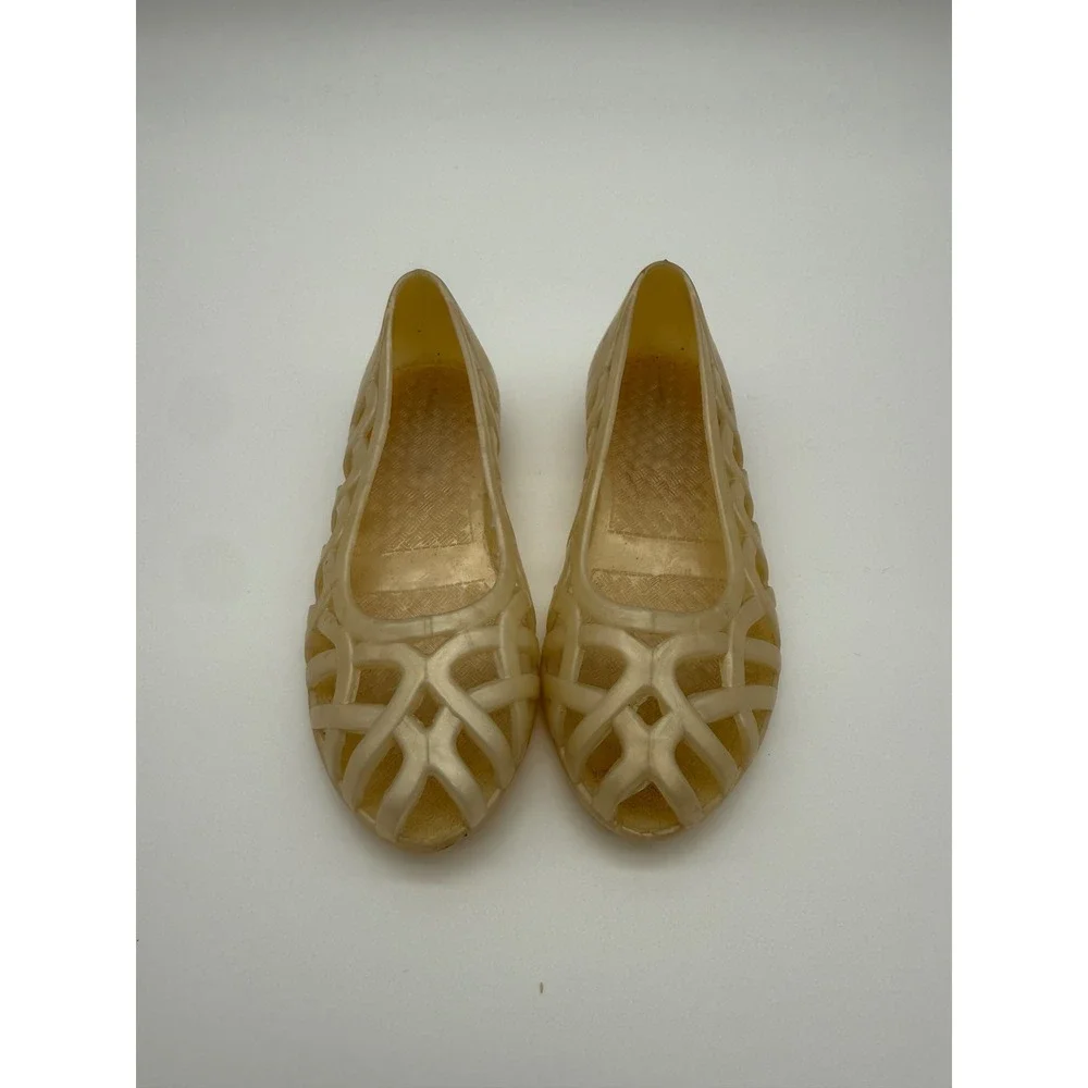 Vintage Victory Kids Jelly Shoes Size 7 Cream Ivory USA Made No. 188